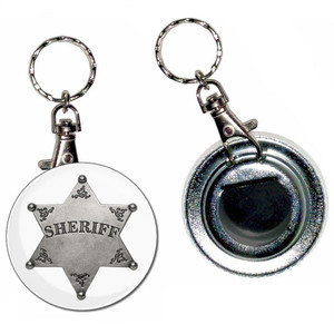 Sheriff Badge - 55mm Button Badge Bottle Opener Sheriff Badge - 55mm Button Badge Bottle Opener