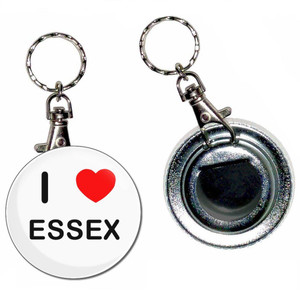 I Love Essex - 55mm Button Badge Bottle Opener I Love Essex - 55mm Button Badge Bottle Opener