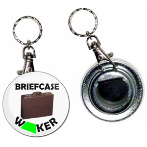 Briefcase Wanker - 55mm Button Badge Bottle Opener Briefcase Wanker - 55mm Button Badge Bottle Opener