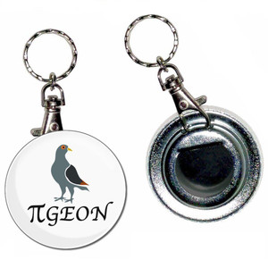 Pi Pigeon - 55mm Button Badge Bottle Opener Pi Pigeon - 55mm Button Badge Bottle Opener