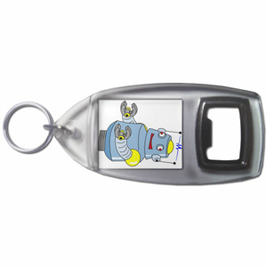 White Boy Robot - Plastic Key Ring Bottle Opener White Boy Robot - Plastic Key Ring Bottle Opener