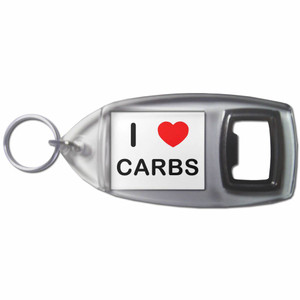 I Love Carbs - Plastic Key Ring Bottle Opener