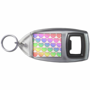 Rainbow Heart Pattern - Plastic Key Ring Bottle Opener Rainbow Heart Pattern - Plastic Key Ring Bottle Opener
