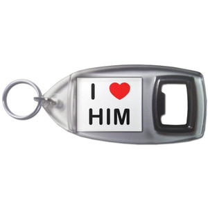 I love Him - Plastic Key Ring Bottle Opener I love Him - Plastic Key Ring Bottle Opener
