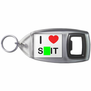 I Love Shit - Plastic Key Ring Bottle Opener I Love Shit - Plastic Key Ring Bottle Opener