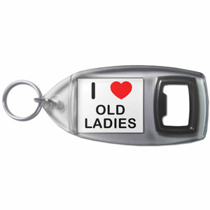 I Love Old Ladies - Plastic Key Ring Bottle Opener I Love Old Ladies - Plastic Key Ring Bottle Opener