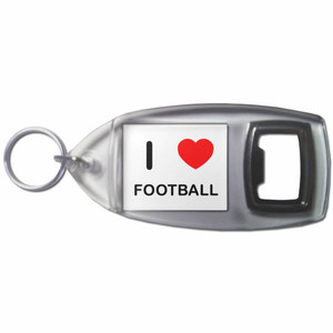 I Love Heart Football - Plastic Key Ring Bottle Opener