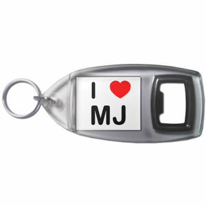 I Love MJ - Plastic Key Ring Bottle Opener