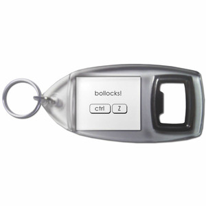 Ctrl Z - Bollocks - Plastic Key Ring Bottle Opener Ctrl Z - Bollocks - Plastic Key Ring Bottle Opener