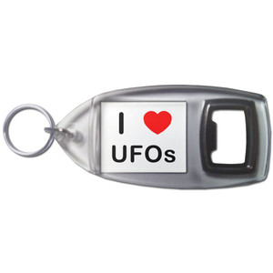I Love Ufos - Plastic Key Ring Bottle Opener