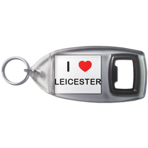 I Love Leicester - Plastic Key Ring Bottle Opener