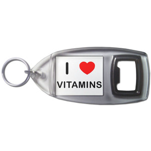I Love Vitamins - Plastic Key Ring Bottle Opener