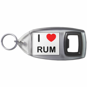 I Love Rum - Plastic Key Ring Bottle Opener