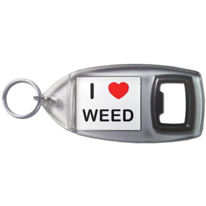 I love Weed - Plastic Key Ring Bottle Opener I love Weed - Plastic Key Ring Bottle Opener