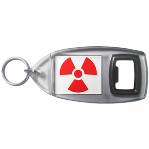 Red Nuclear Symbol - Plastic Key Ring Bottle Opener