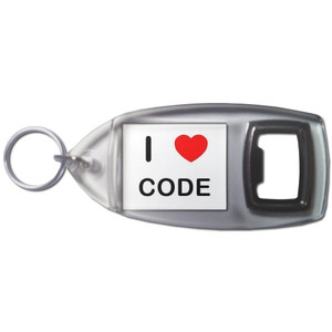 I love Code - Plastic Key Ring Bottle Opener