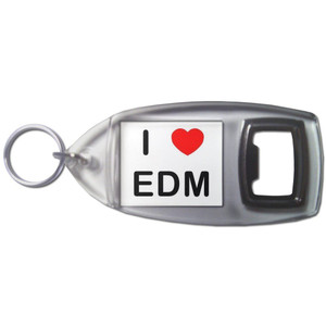 I love EDM - Plastic Key Ring Bottle Opener I love EDM - Plastic Key Ring Bottle Opener