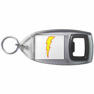 Lightning Bolt White - Plastic Key Ring Bottle Opener