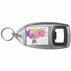 White Girl Robot - Plastic Key Ring Bottle Opener
