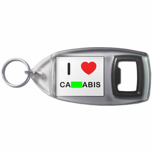 I Love Cannabis - Plastic Key Ring Bottle Opener I Love Cannabis - Plastic Key Ring Bottle Opener