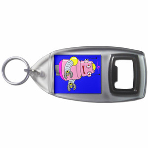 Blue Girl Robot - Plastic Key Ring Bottle Opener