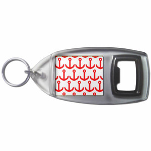 Anchor Red Pattern - Plastic Key Ring Bottle Opener