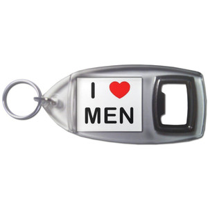 I love Men - Plastic Key Ring Bottle Opener I love Men - Plastic Key Ring Bottle Opener