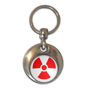 Red Nuclear Symbol - Round Metal Key Ring Red Nuclear Symbol - Round Metal Key Ring