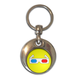 3D Glasses - Round Metal Key Ring