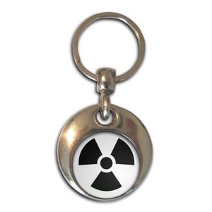 Black Nuclear Symbol - Round Metal Key Ring Black Nuclear Symbol - Round Metal Key Ring