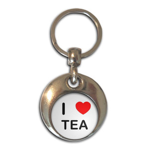 I Love Tea - Round Metal Key Ring