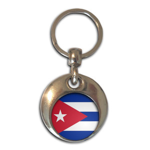 Cuba Flag - Round Metal Key Ring