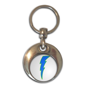 Lightning Bolt Blue - Round Metal Key Ring