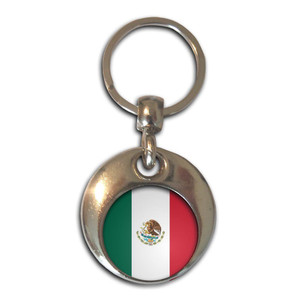 Mexico Flag - Round Metal Key Ring