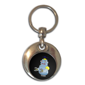 Black Boy Robot - Round Metal Key Ring Black Boy Robot - Round Metal Key Ring