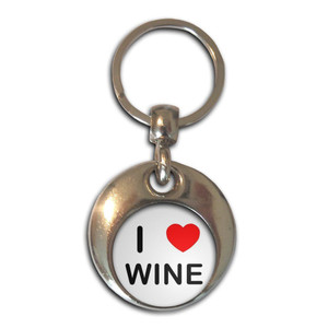 I Love Wine - Round Metal Key Ring