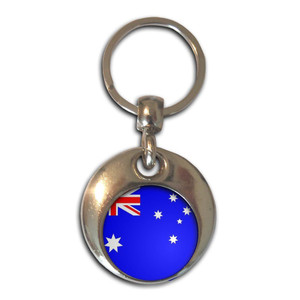 Australia Flag - Round Metal Key Ring