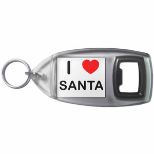 I Love Santa - Plastic Key Ring Bottle Opener
