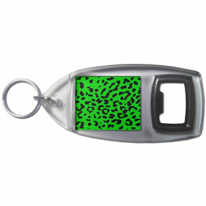 Green Leopard Print - Plastic Key Ring Bottle Opener Green Leopard Print - Plastic Key Ring Bottle Opener
