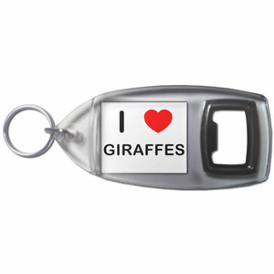 I Love Giraffes - Plastic Key Ring Bottle Opener I Love Giraffes - Plastic Key Ring Bottle Opener