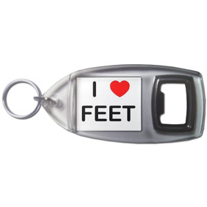 I Love Feet - Plastic Key Ring Bottle Opener