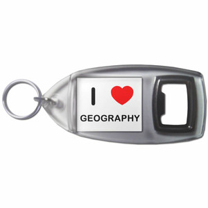 I Love Geography - Plastic Key Ring Bottle Opener I Love Geography - Plastic Key Ring Bottle Opener