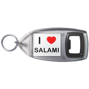 I Love Salami - Plastic Key Ring Bottle Opener