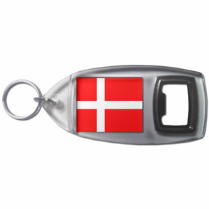 Denmark Flag - Plastic Key Ring Bottle Opener