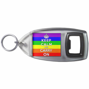 Gay Flag Keep Calm and Carry On - Plastic Key Ring Bottle Opener Gay Flag Keep Calm and Carry On - Plastic Key Ring Bottle Opener