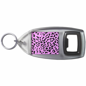 Pink Leopard Print - Plastic Key Ring Bottle Opener
