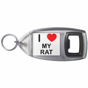 I Love My Rat - Plastic Key Ring Bottle Opener I Love My Rat - Plastic Key Ring Bottle Opener