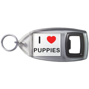 I Love Puppies - Plastic Key Ring Bottle Opener I Love Puppies - Plastic Key Ring Bottle Opener