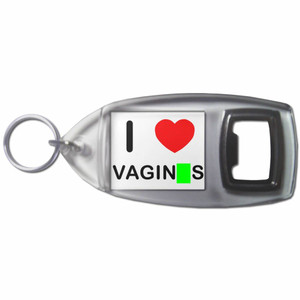 I Love Vaginas - Plastic Key Ring Bottle Opener