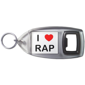I love Rap - Plastic Key Ring Bottle Opener